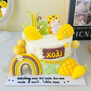 Bánh Kem Bé Gái Quả Xoài BG01 1 Bánh Kem Bé Gái Quả Xoài BG01