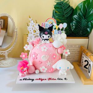Bánh Kem Kuromi Màu Hồng Cho Bé Gái KM01 1 Bánh Kem Kuromi Màu Hồng Cho Bé Gái KM01