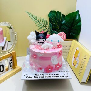 Bánh Kem Kuromi Màu Hồng KM08 2 Bánh Kem Kuromi Màu Hồng KM08