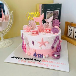 Bánh Kem Nàng Tiên Cá Hồng TC03 1 Bánh Kem Nàng Tiên Cá Hồng/Tím TC03