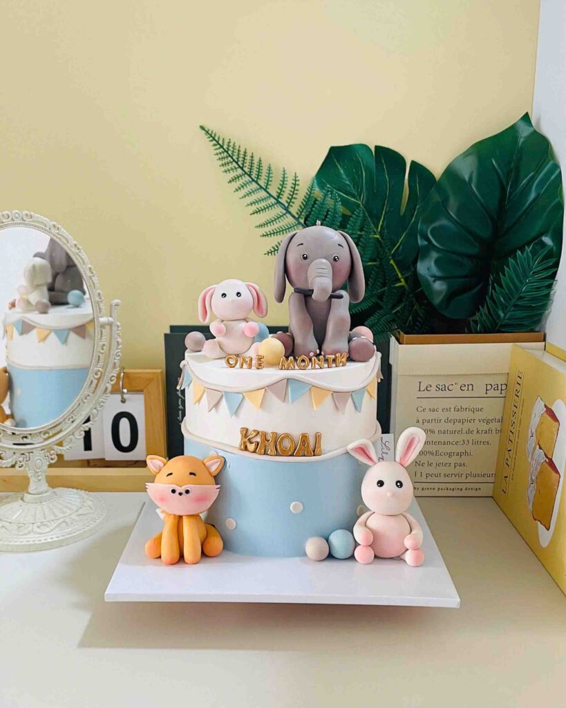 Gợi ý 15+ mẫu bánh kem đầy tháng bé trai đẹp mắt và tươi ngon 7 Bánh kem con thú đầy tháng cho bé